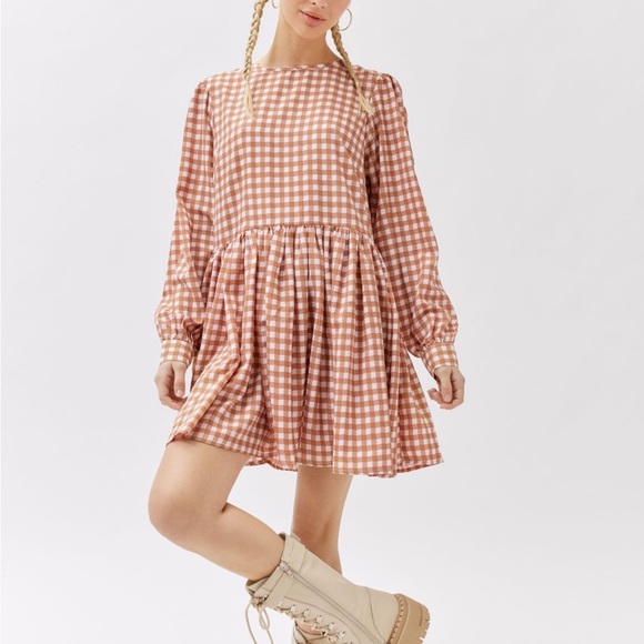 urban outfitters pink gingham dress Pink Gingham Mini Dress